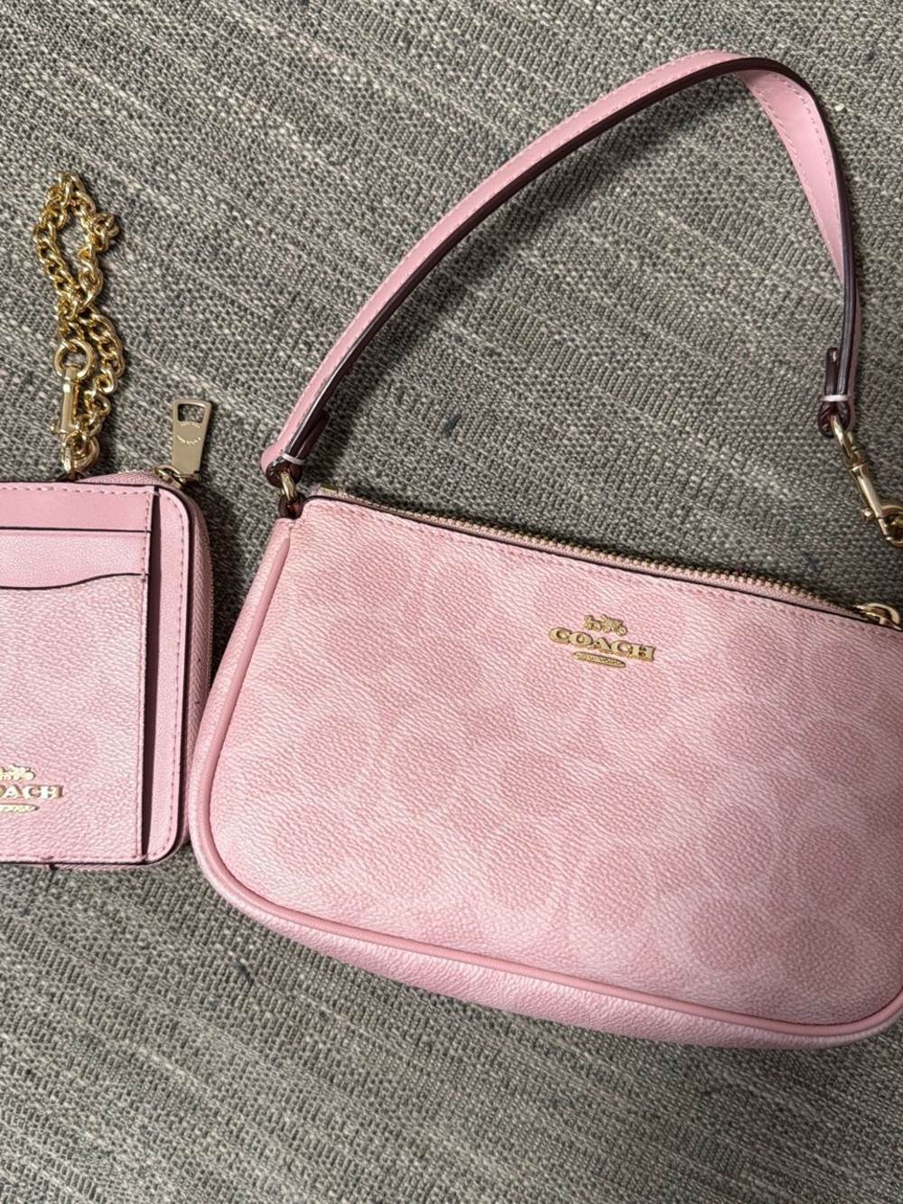 Coach powder pink Shoulder Bag with Card Case